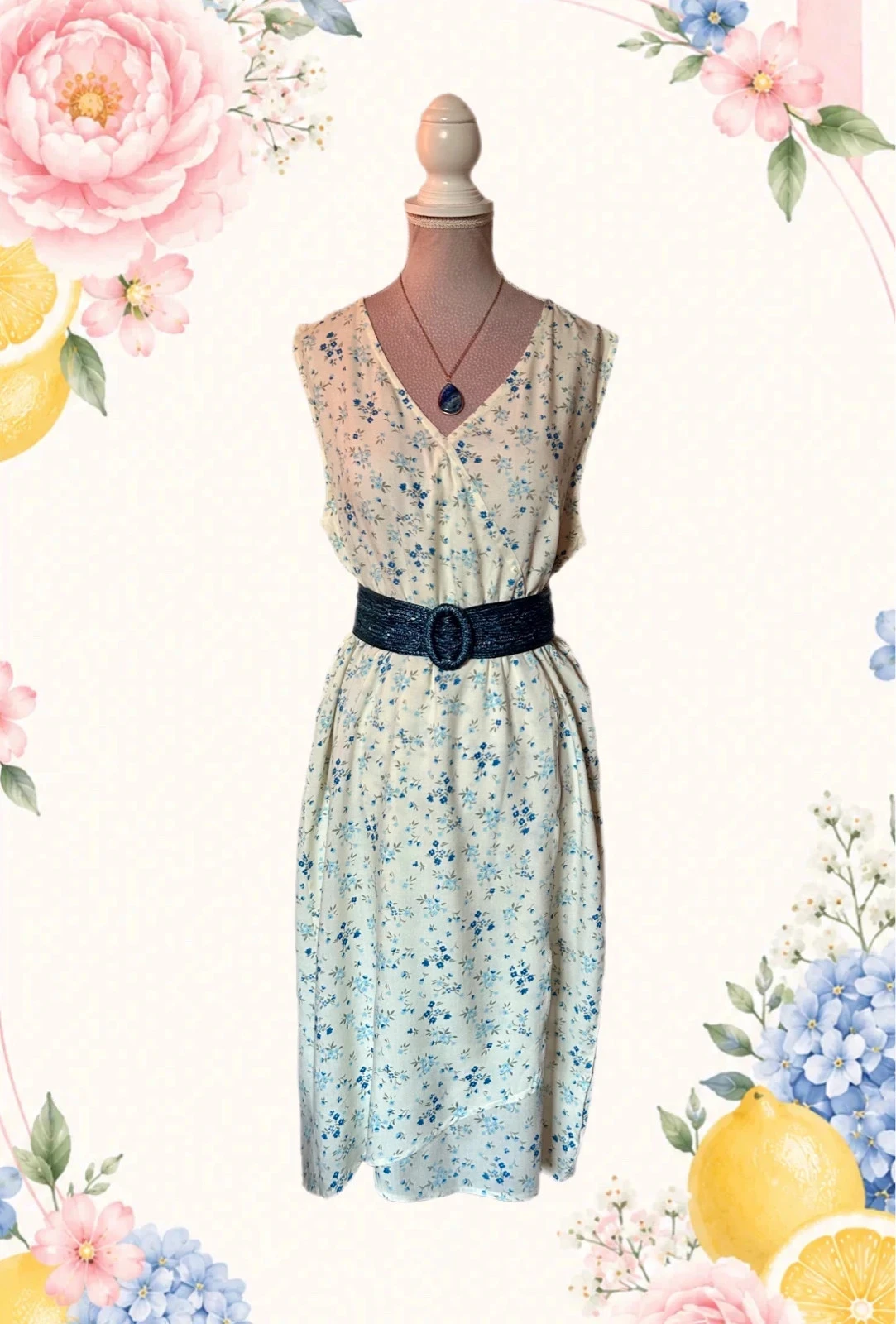 🩵🌿Vestido floral Amy Jane London boêmio cottagecore campestre pradaria romântico floral M/38🌿🩵 – photo 2